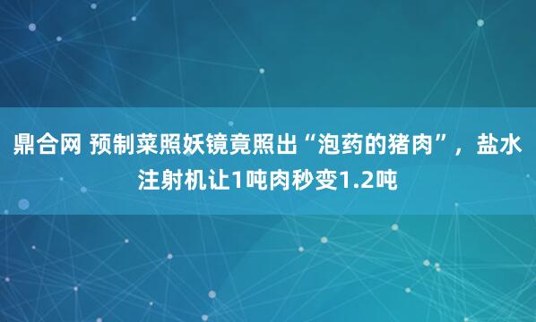 鼎合网 预制菜照妖镜竟照出“泡药的猪肉”,盐水注射机让1吨肉秒变1.2吨